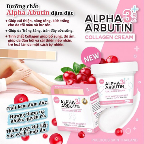 Kem Kích Trắng Da Alpha Arbutin Collagen Cream 3+ Plus Deep White Essence - Mới 2018